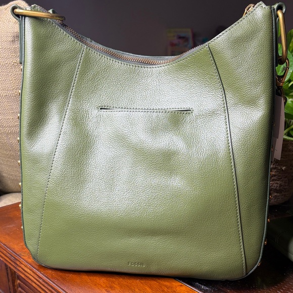 NWT Fossil Talia hobo comes with wallet chive Suede & Leather Shoulder Hobo Bag - Picture 12 of 14